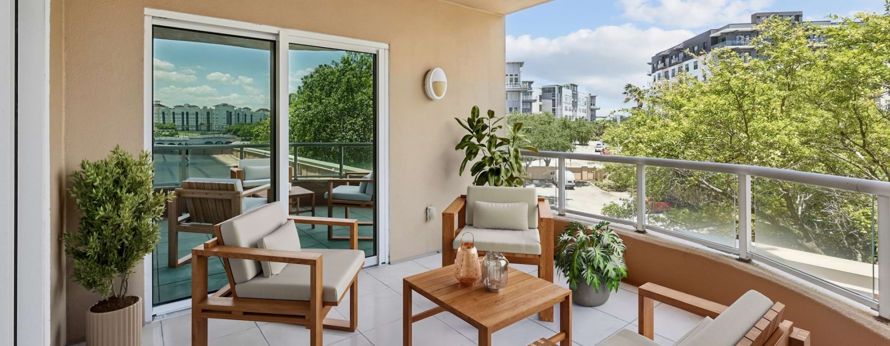 outside patio with nearby nature views